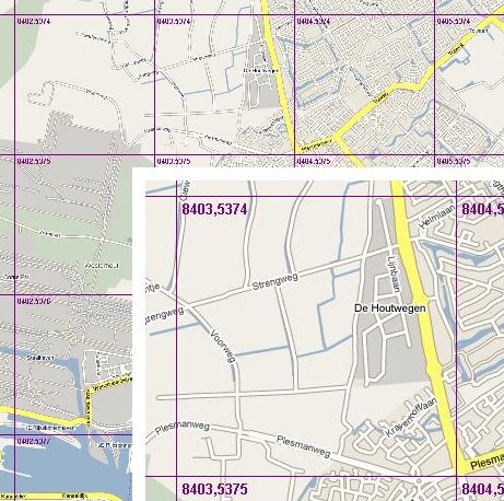 Google Maps kaartvierkanten met coordinaten