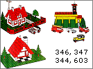 Lego set 380: Legoland village set with two houses, firestation and five vehicles