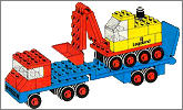 Lego set 681: Low loader with 4 wheel excavator